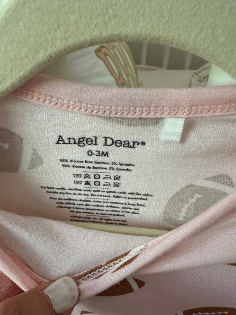 Angel Dear Pink Football Print One-Piece Bodysuit